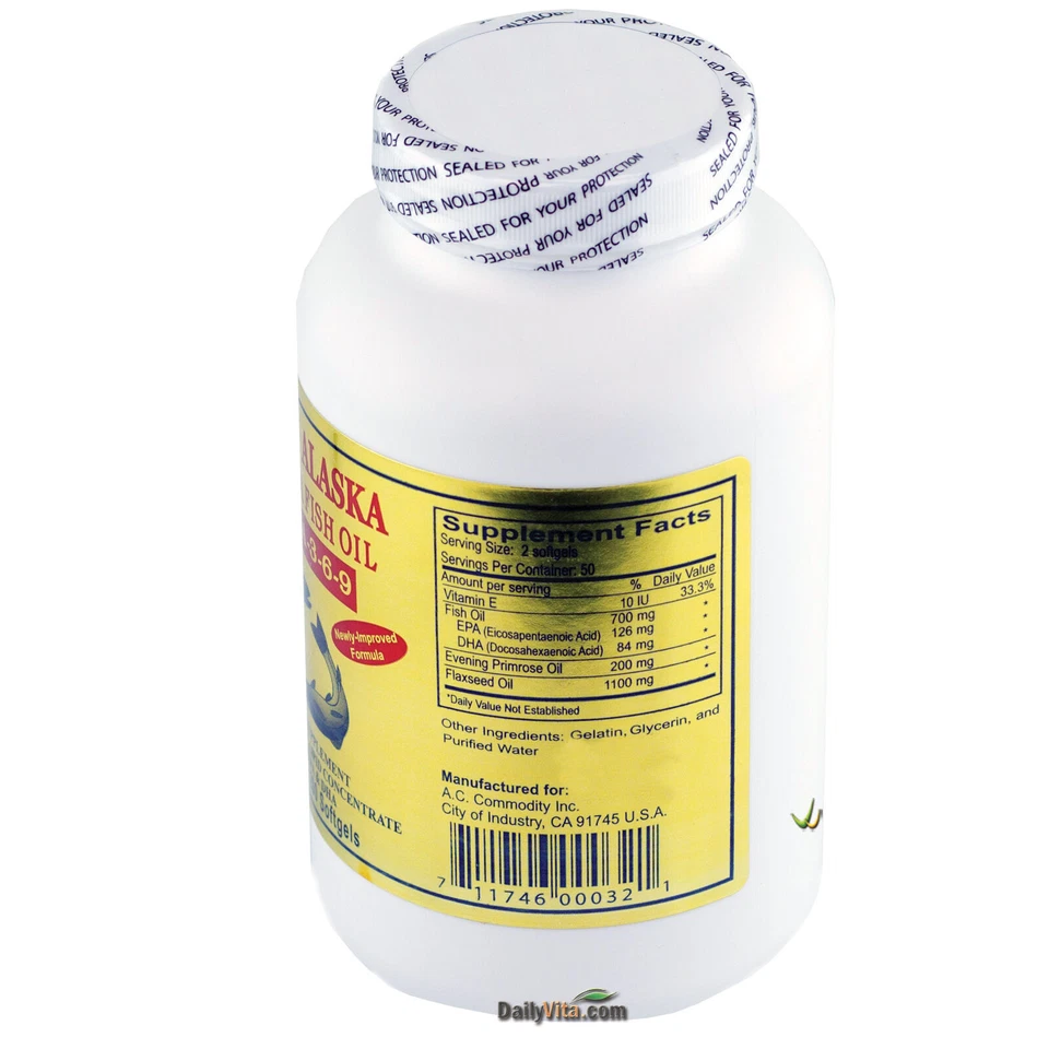 3 x Gold Vitamin Golden Alaska Deap Sea Fish Oil Omega 3-6-9 1000 mg 200 SG - Image 2 of 3