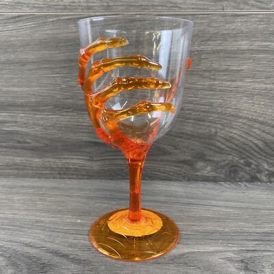 Spooky Skeleton Hand Beverage Goblet Acrylic Halloween Party Orange