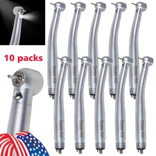 10*Burr Dental E-generator LED Fiber Optic High Speed Handpiece Turbine 4Hole M4