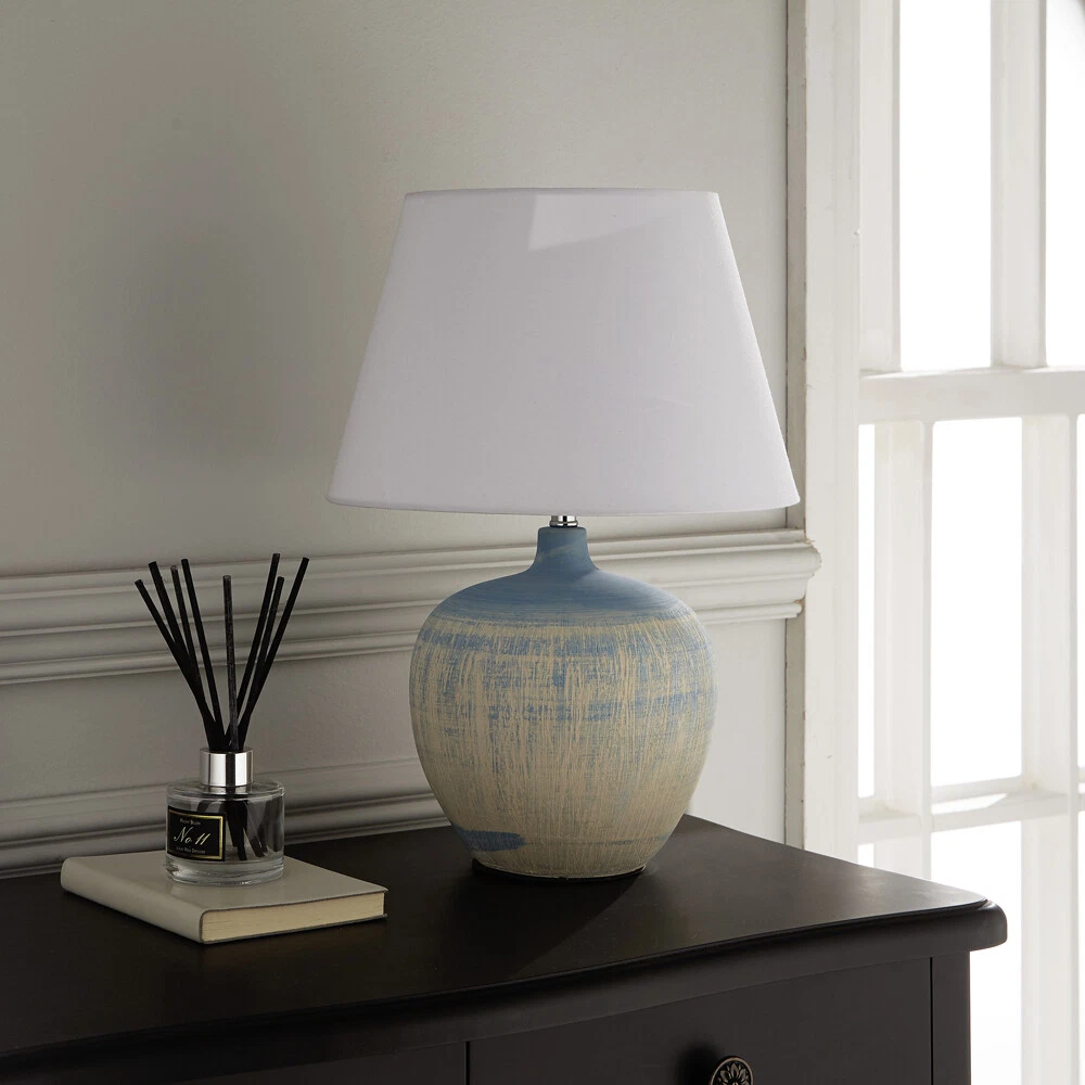 Blue and on sale white ceramic lamp