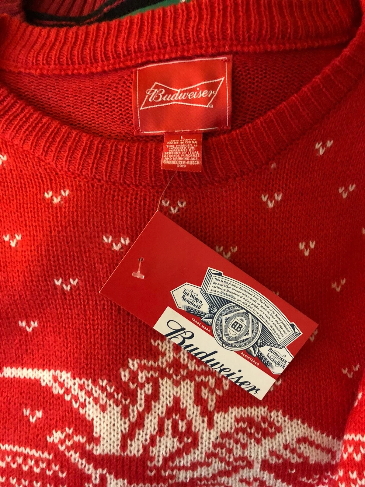 Christmas Sweater - Men's Budweiser Beer - Ugly Holiday Party - Size Small