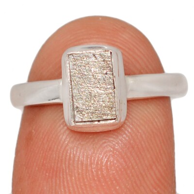 Natürlicher Muonionalusta Meteorit Schweden 925 Silber Ring Schmuck Gr.7 CR71563
