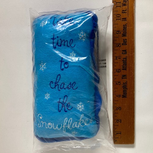 Holiday Christmas Pillow Door Decor Blue Chase The Snowflakes Cute Set Of 2 - Picture 4 of 5