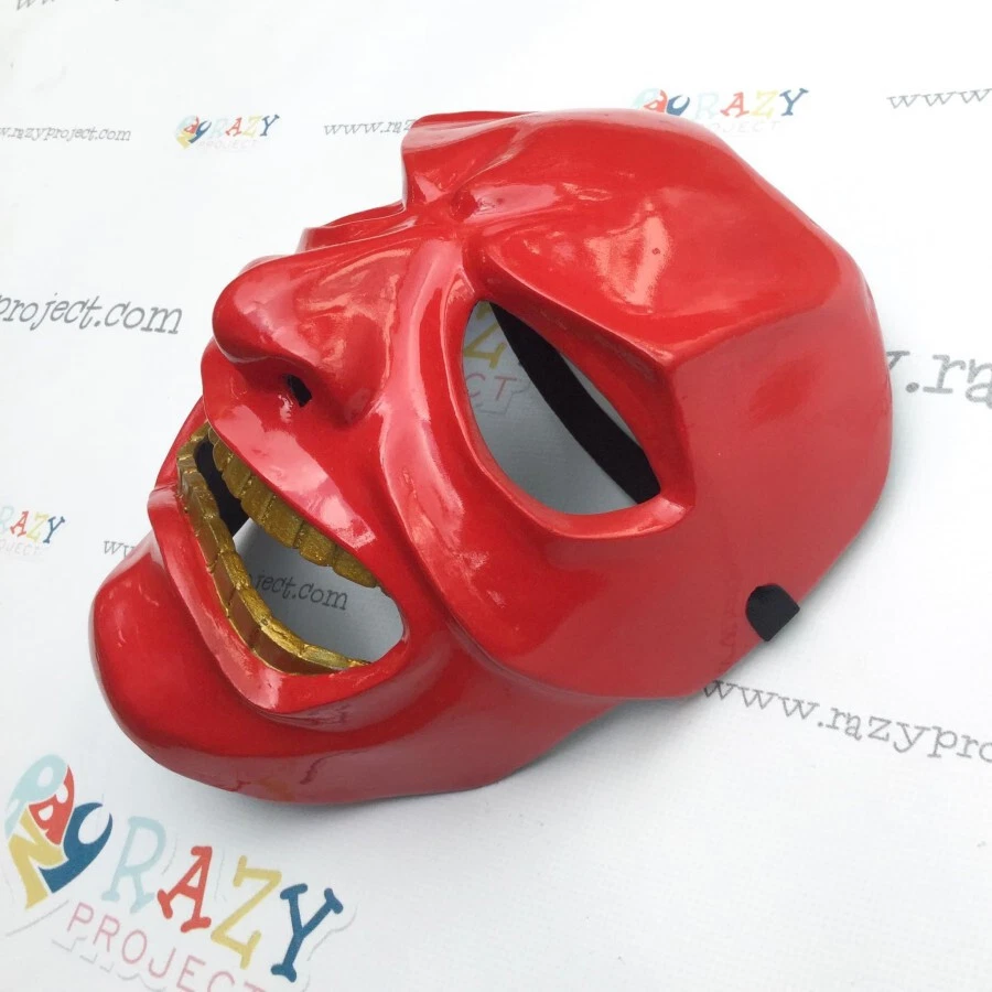 Halloween Maske Samurai Gesicht Oni Dämon Satan Halloween Holzmaske Cosplay Maske. - Bild 3 von 4