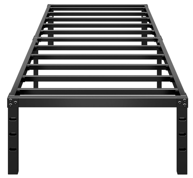 14 Inch Tall, Twin Size, No Box Spring, Strong Black