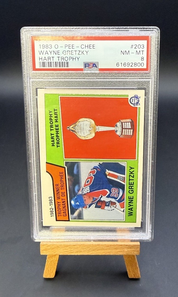 1983 OPC O-Pee-Chee Wayne Gretzky Hart Trophy #203 PSA 8 view 2