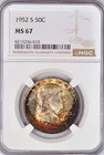 1952 S Toned Franklin Half Dollar NGC MS 67 See Video Toning Silver Coin 50C