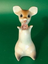 VTG Kitschy Deer Fawn Figurine W/ Flower Hand Painted Japan 1950's