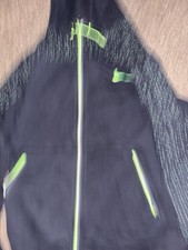 Nike Men's Windbreaker Jacket Black Green Full-Zip Hooded Zipped Pockets Size L