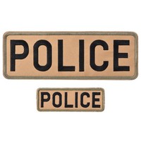 PolizeiaufnäHer Mit Haken ÖSe Gestickte AufnäHer Braun(1Stk Klein 1Stk Large)
