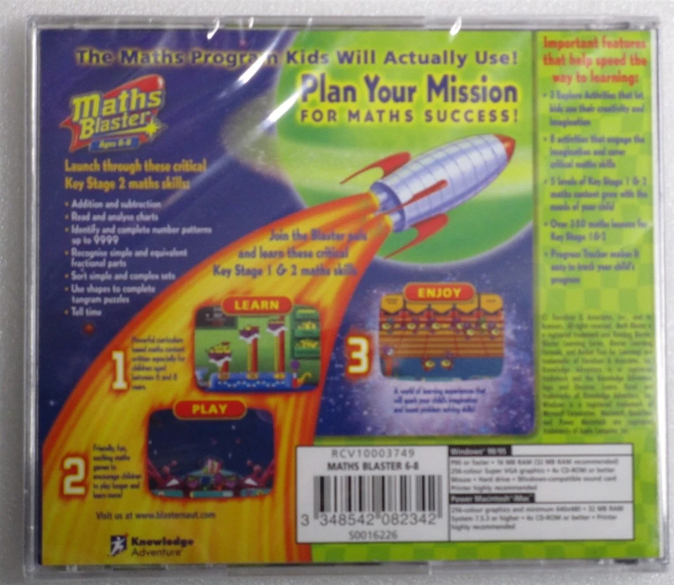 Software PC Knowledge Adventure Maths Blaster Ages 6-8 NEW SEALED Jewel - Image 2 of 2