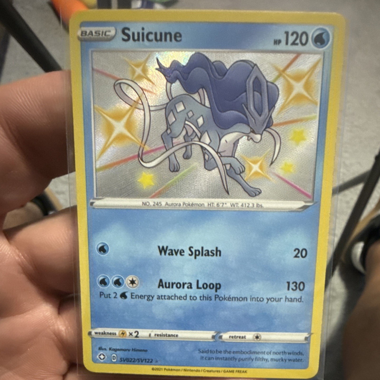 Pokemon Suicune SV022/SV122 Shining Fates Shiny Holo Rare 120 HP English