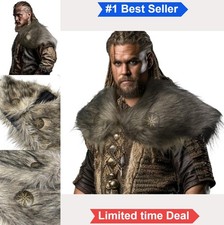 Faux Fur Viking Shawl Cosplay Cape Medieval Costume Cloak Renaissance Faire
