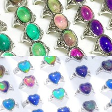 20-100Pcs Wholesale Mood Ring Mix Women Silver Plated Change Color Finger Charms