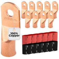 SELTERM 10pcs 4/0 Awg 3/8" Stud Battery Lugs Ring Terminal Connectors  w...