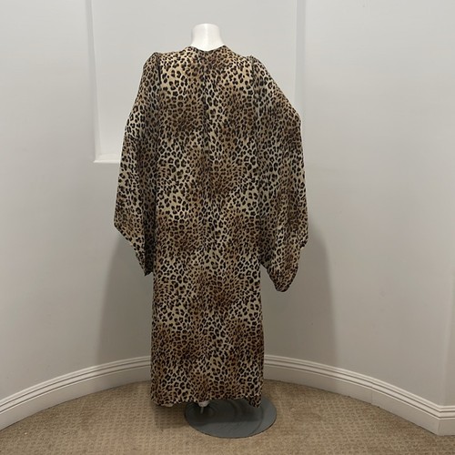 Vintage Animal Print kimono Duster Long Cadigan Jacket Bwown Black - Picture 3 of 8