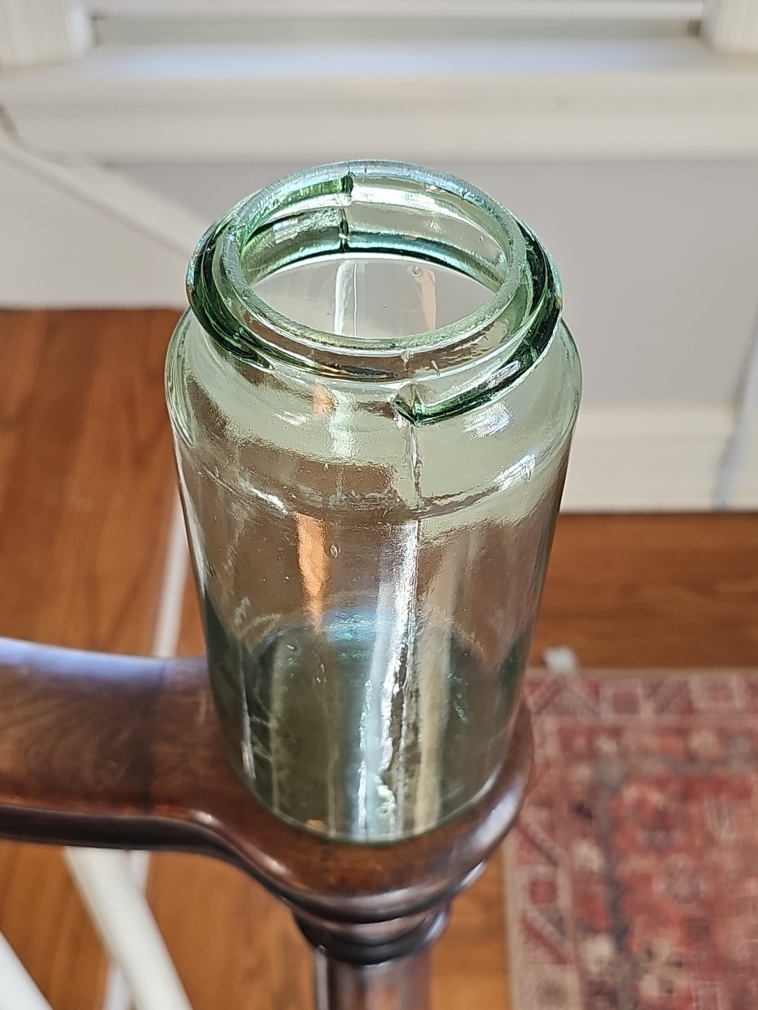 Apple green Cohansey fruit canning jar tall cylinder quart aqua wire lid Mason