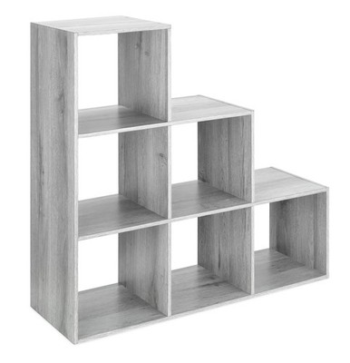 Whitmor 6 Cubes Bookshelf, Freestanding 6 Cube Stepped Etagere Bookcase, L Shape
