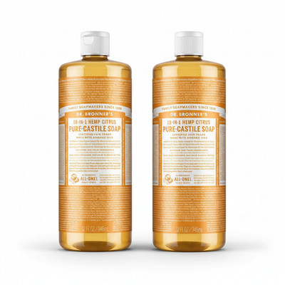 2x Dr. Bronner's Magic Soaps Hemp Citrus Orange Pure Castille Soap 32-Ounce Bott