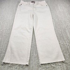 Judy Blue Jeans Women 11 30 Wide Leg Crop Cream Stretch Denim High Rise Waist