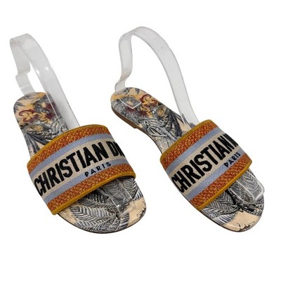 Christian Dior Dway Slide Toile de Jouy Sauvage Embroidered Strap IT 38