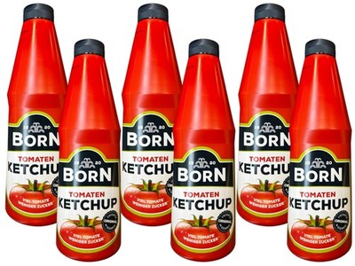 6x Born Tomatenketchup 1 Liter fruchtig-würziger Ketchup Dip BBQ (5 EUR/l)
