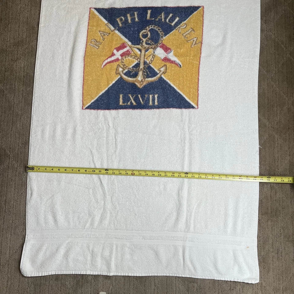 Ralph Lauren домашнее пляжное полотенце 100% хлопок морской якорь флаг RL67 сделано в США - Изображение 3 из 4