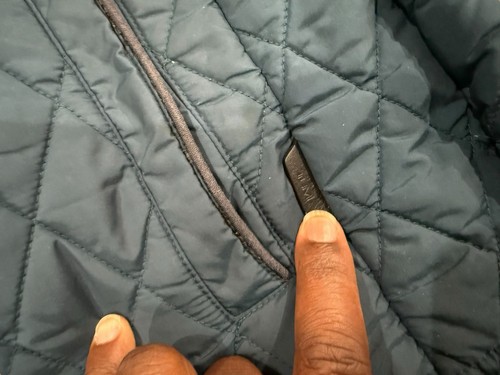 LUXURY! TUMI Diamond Quilted Mens Large Full Zip Hiking Teal Green Jacket - Picture 6 of 19