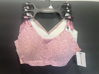 3-Pack LUCKY BRAND Laser Cut Lounge Bras with Removable Pads Size LARGE NWT
