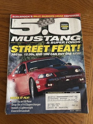 Vintage January 2002 5.0 Mustang & Super Fords Magazine Paperback Book