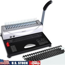 Binding Machine W/ PVC Comb Spines Manual Punch Adjustable Guide A4 A5 Letter US