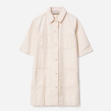 EVERLANE The Chore Canvas Ivory Mini Button Down Dress