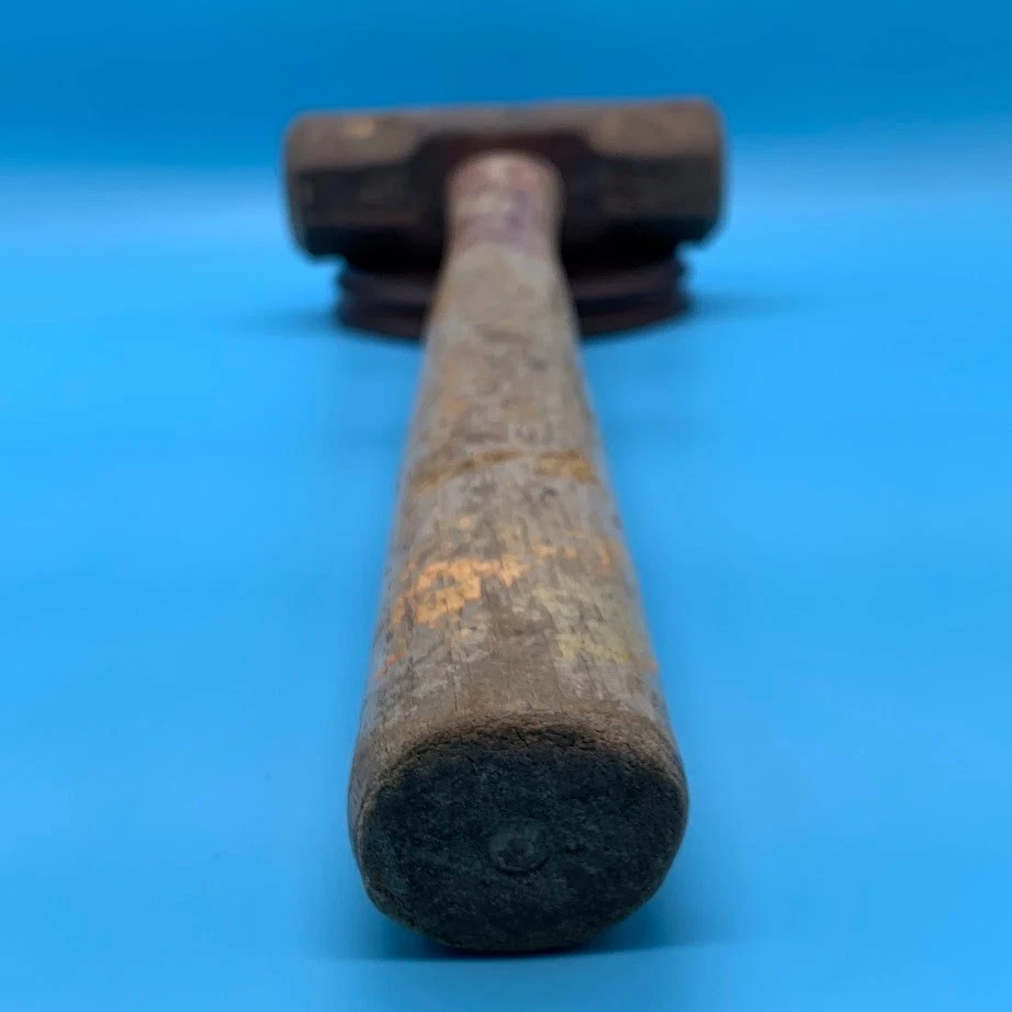 Martillo de trineo vintage de plomada de 4 lb mango de madera rojo original Foto 2 de 4