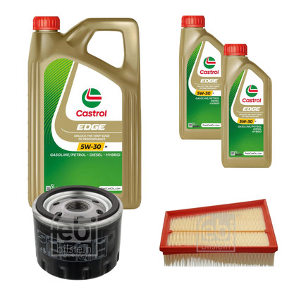 FEBI BILSTEIN Inspektionspaket 7L CASTROL EDGE 5W-30 M für Renault Megane II