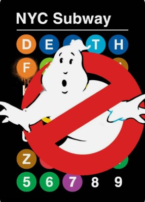 DEATH NYC ltd ed signed pop art print 45x32cm Ghostbusters New York City subway
