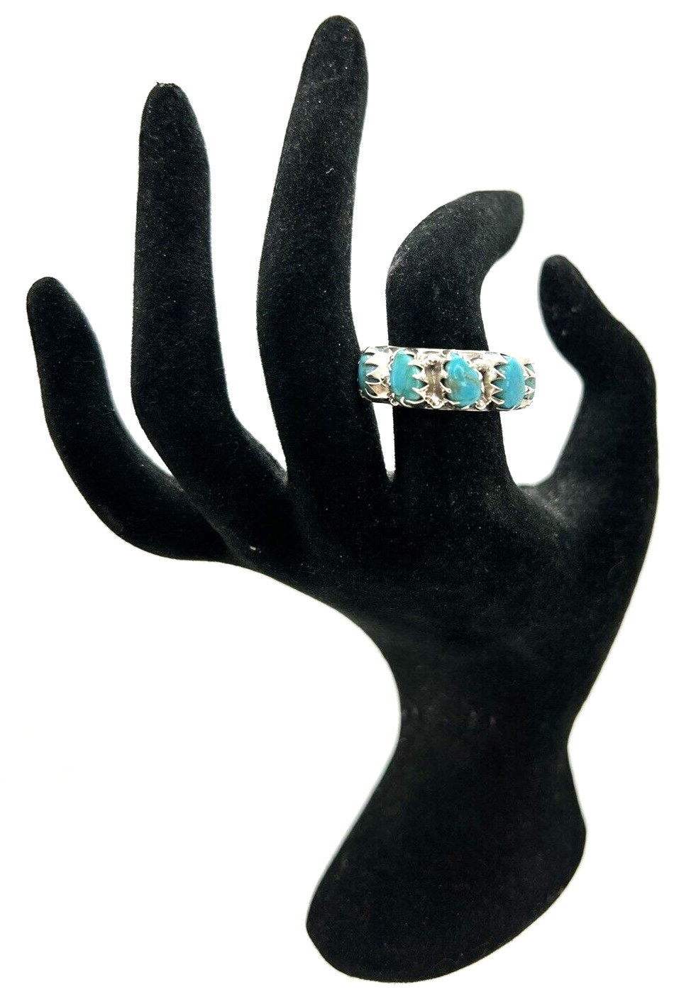 Solid Sterling Silver Nizhoni Trader Turquoise Ri… - image 1