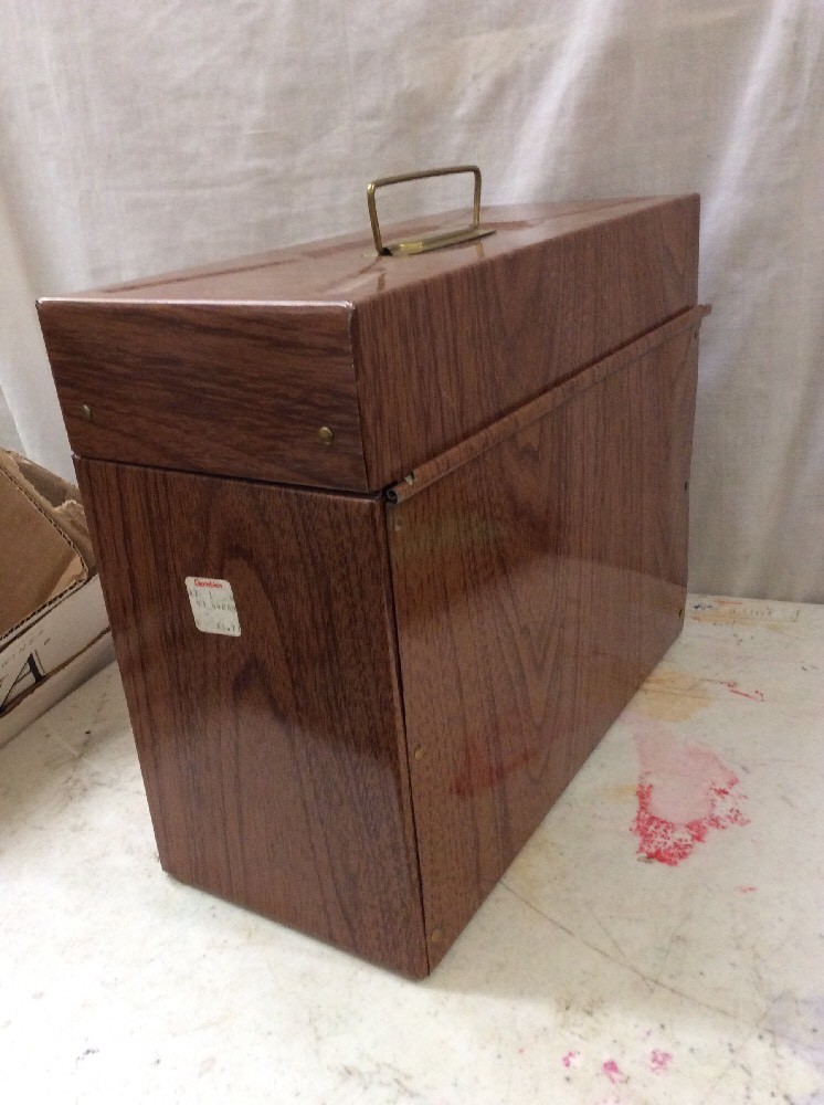 ビンテージファイルケース Mid Century metal storage file box vintage Brown Wood