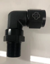 X737F -10AN Female Flare 90 Degree 1/2 NPT SWIVEL Fitting Male Union BLACK