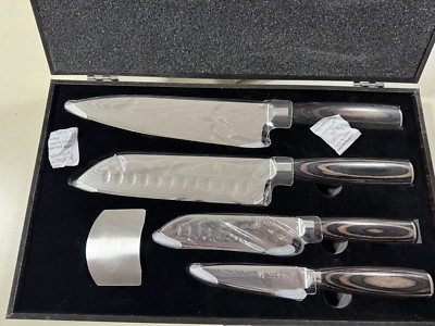 Wakoli Damascus Kitchen Knife Set, 4 Pieces Professional Chef Knife Set  NEW