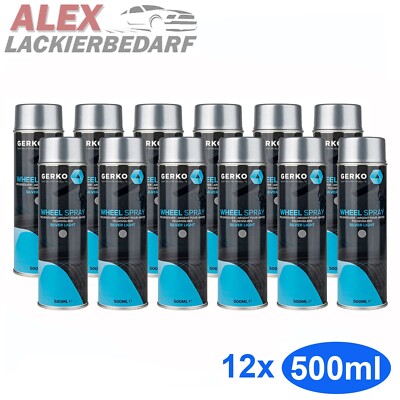 12x GERKO 1K Acryl Felgensilber 500ml Spraydose Felgenspray Felgenlack