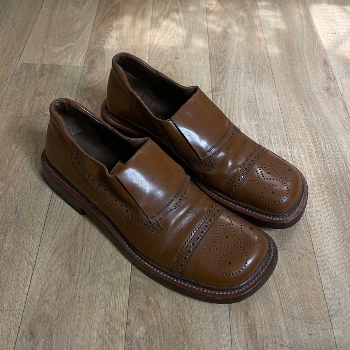 靴 Prada Velcro Leather Shoes Brown 靴 Prada Velcro Leather Shoes Brown Prada Velcro Leather