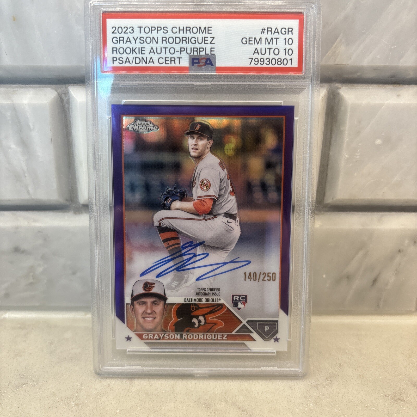 2023 Topps Chrome Grayson Rodriguez PURPLE REFRACTOR AUTO /250🔥PSA 10🔥 RC