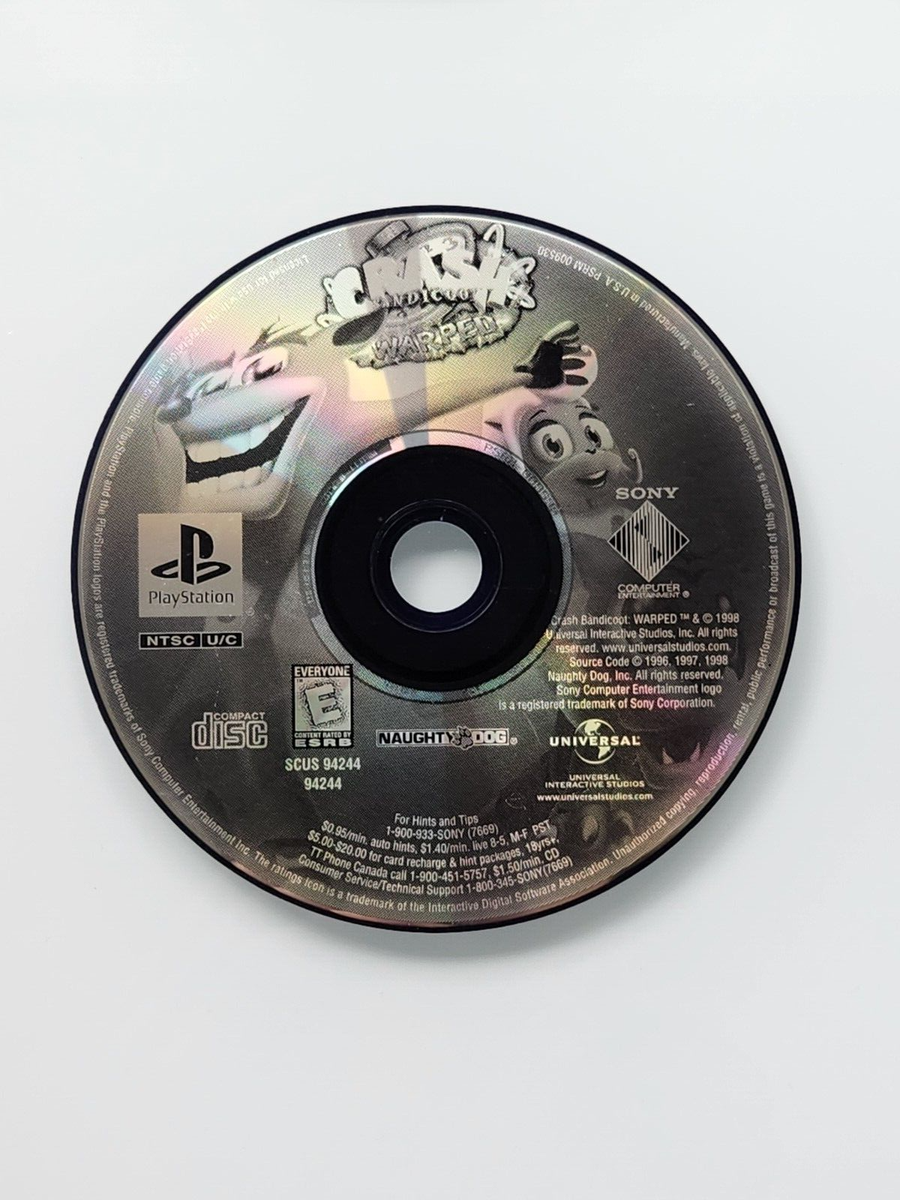 Crash Bandicoot 3: Warped (Sony PlayStation 1, 1998) PS1 - Disc 