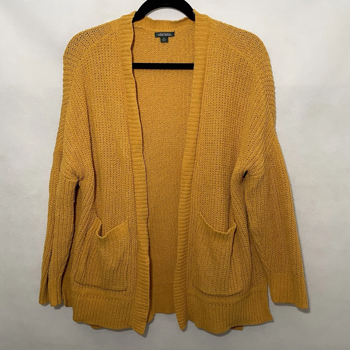 Wild Fable Cardigan Sweater Open Front Yellow Womens Size XS