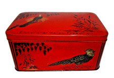 Antik Werbe Reklame Blechdose Emmericher Waren Expedition Vogel Motiv um 1910