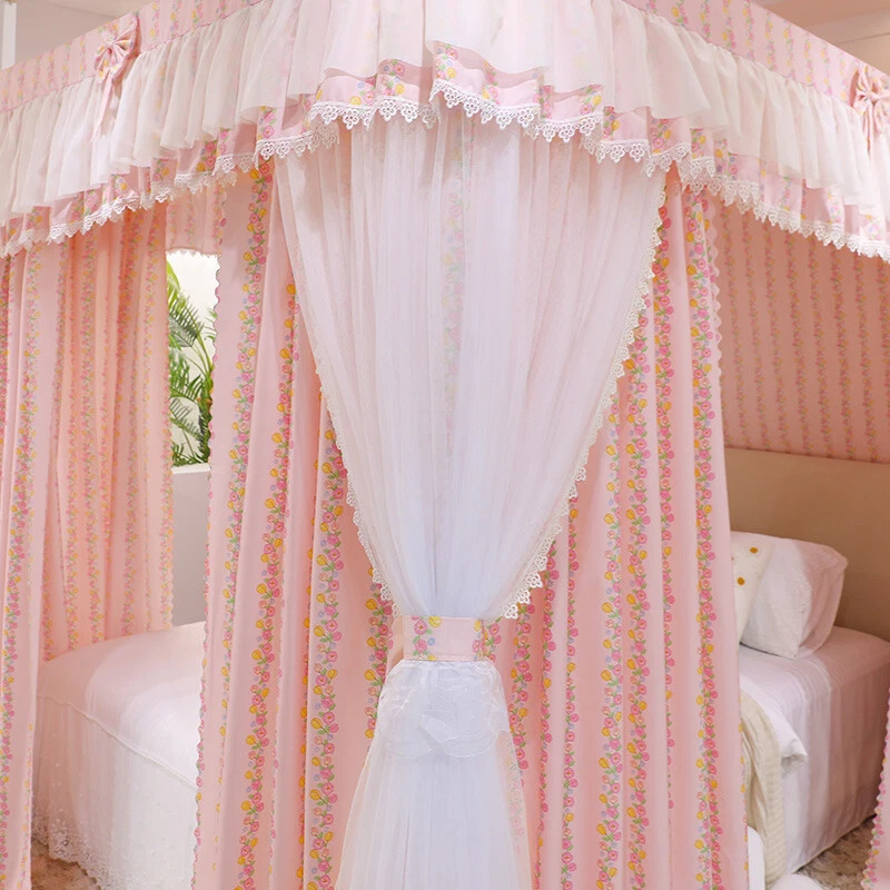 Double Layers Blackout Mosquito Net Curtains Bed Dust Proof Bed Curtain Drapes - Image 4 of 4