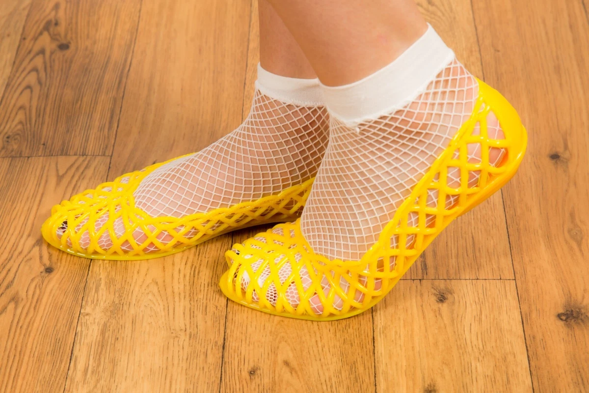 Yellow peep toe flats 2025
