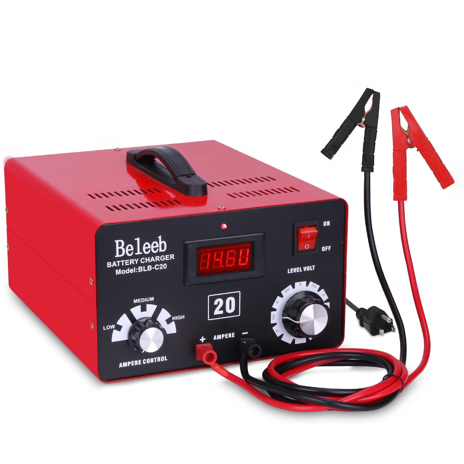 C20 Adjustable Battery Charger 12V 24V 36V 48V, 12A Pulses of High-voltage Ba...