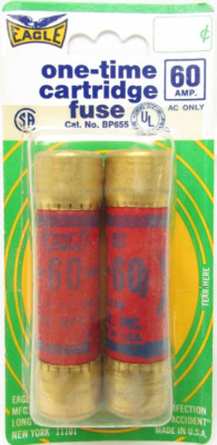 2 Pack Vintage Eagle One-Time Cartridge Fuse No. BP655 60 AMP NOS