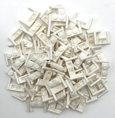 Lego 100 New White Plates Modified 1 x 2 with Handles  Flat Ends Low Attachment